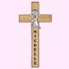 Praying Girl Personalized Wood Wall Cross